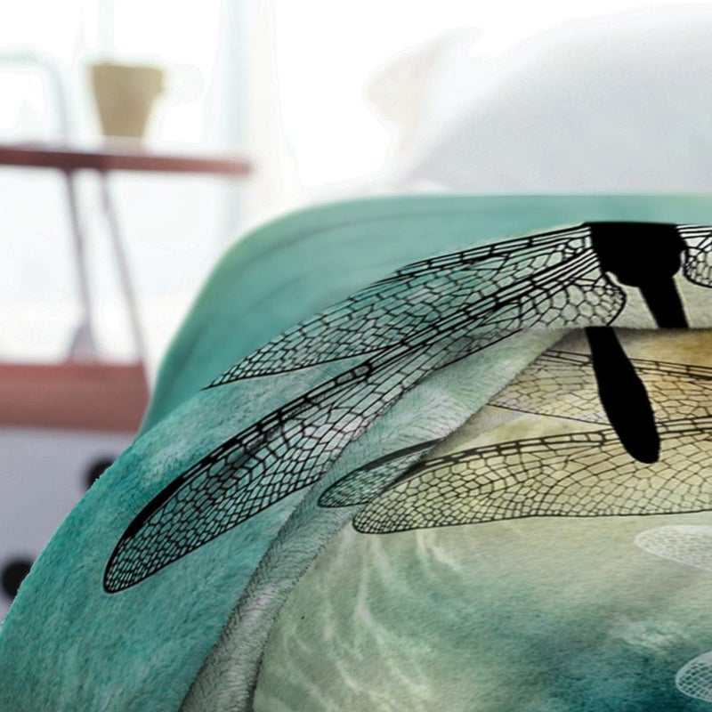 SODIKA Flannel Fleece Light Weight Luxurious Super Soft Cozy Fuzzy Throw Blanket for Couch Chair All Seasons,Love is A Nature Angel On Your Shoulder Ink Dtyle Dragonfly Painting 40"x50" - Image 5
